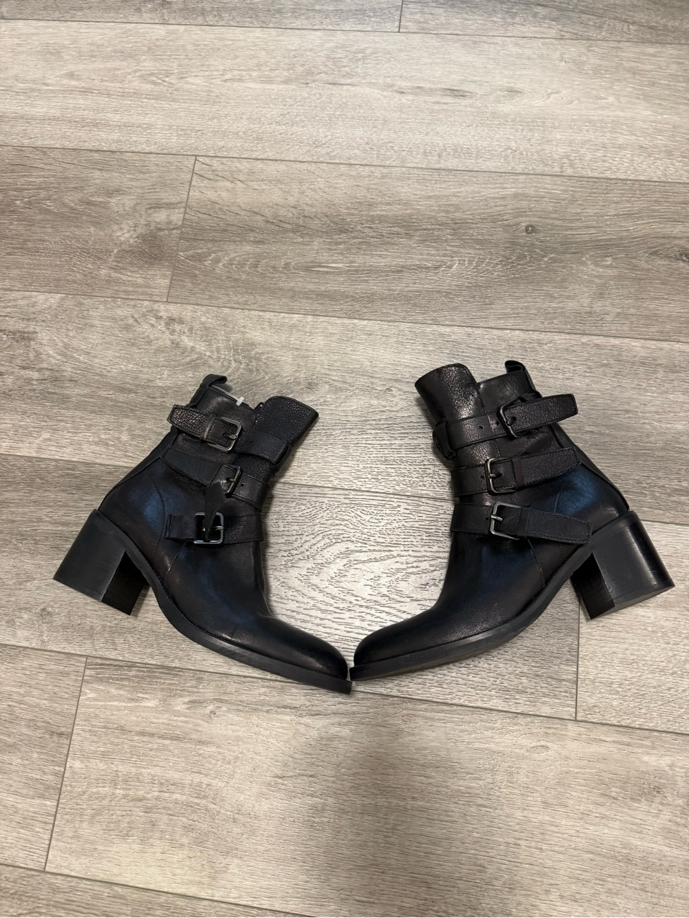 Emanuele Crasto Buckle Leather Boots black heeled made in Italy size 39